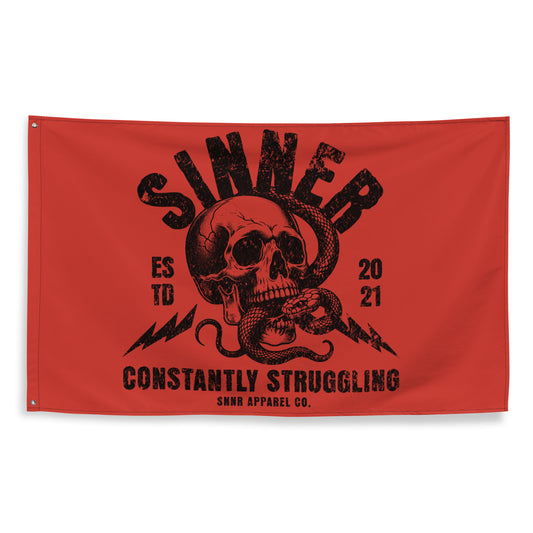 skull n snake flag red