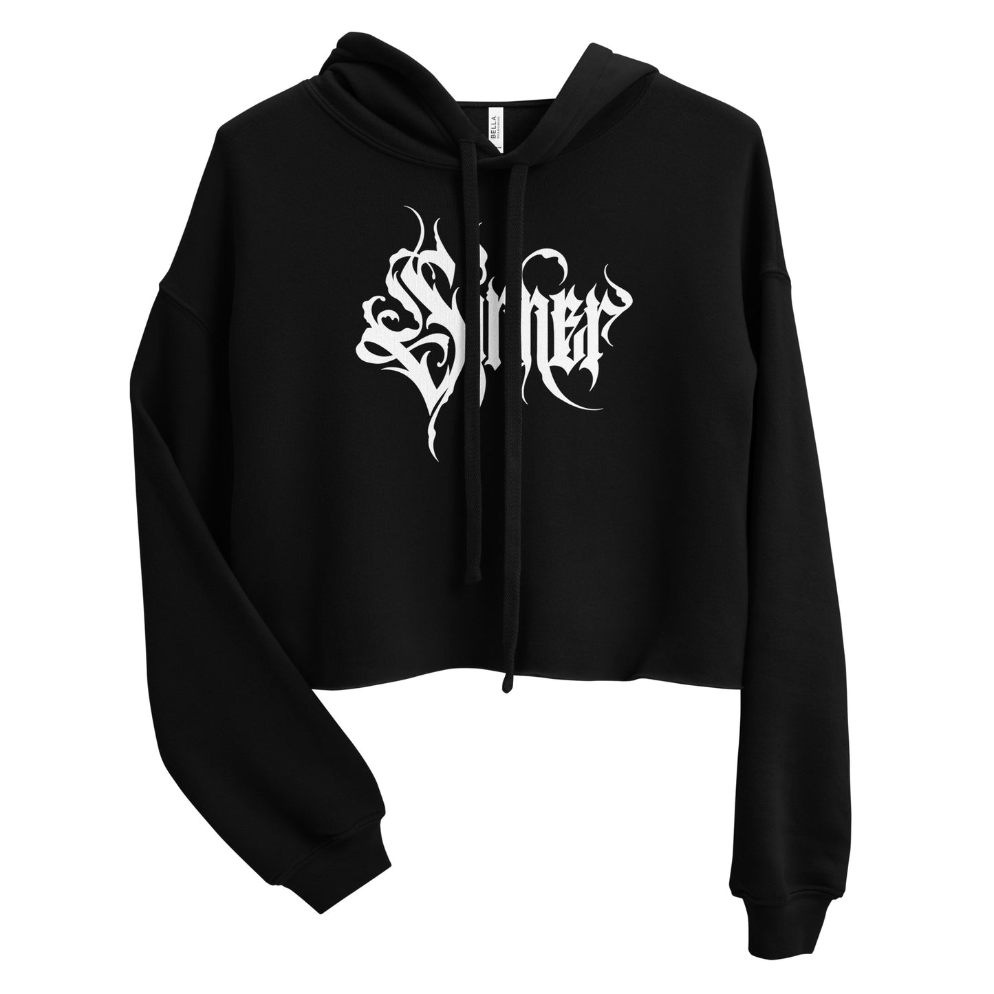 womens goth1 crop hoodie wht